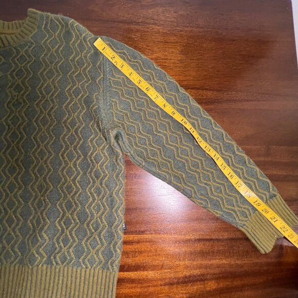 Green 3D Knit Sweater Academia Professor Teacher Indie Granola Men's Large - Picture 7 of 7